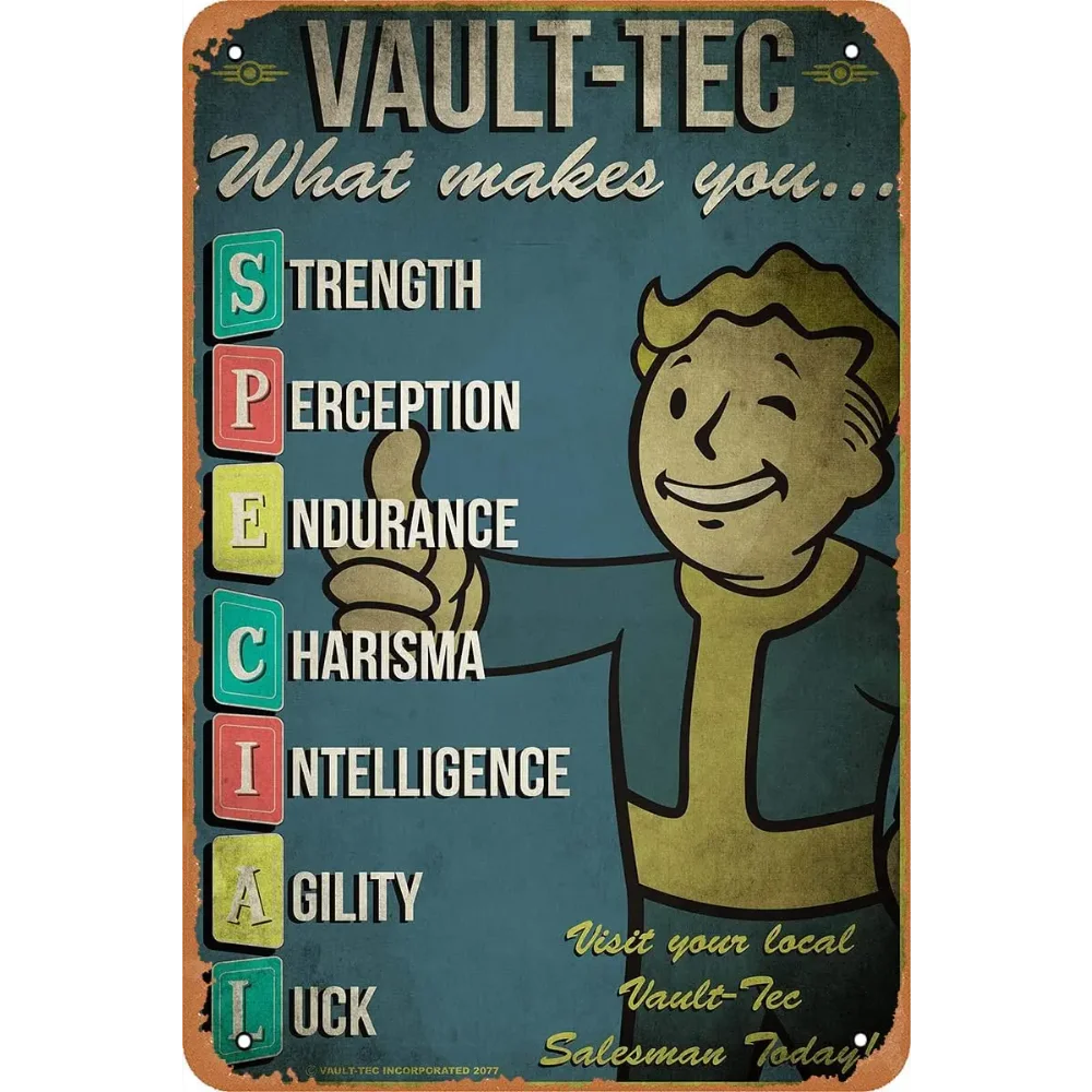 Retro Gaming Vault - RetroGameDecor V-Vault Tec Poster in Metallo
