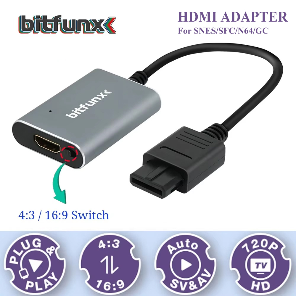 Retro Gaming Best Console - Bitfunx 720P Adattatore Svideo/AV a HDMI,