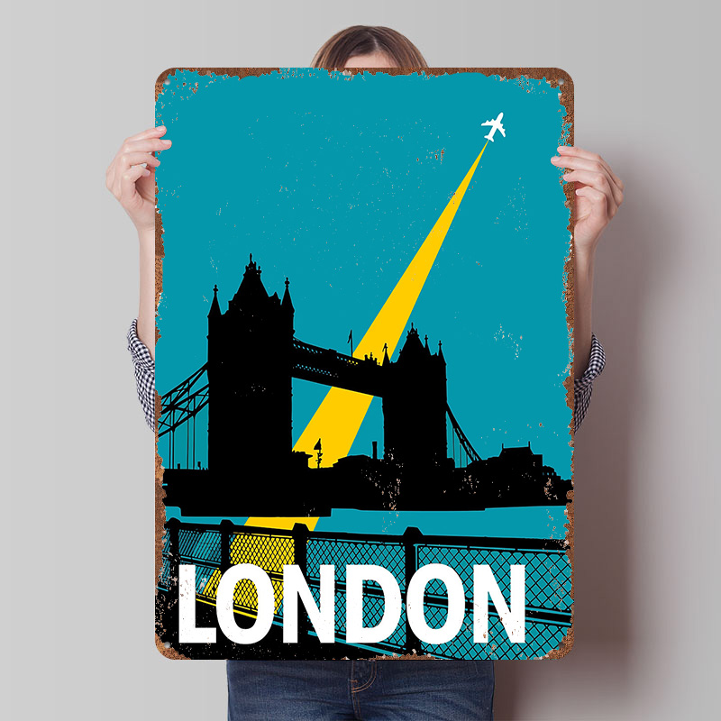 Retro Gaming London - Poster in Metallo del Tower Bridge