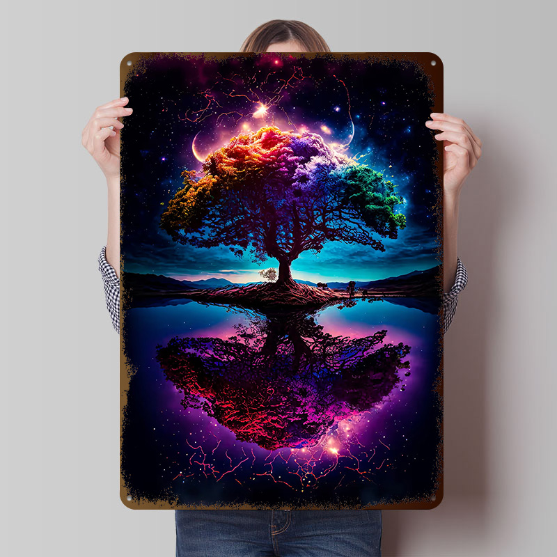 Retro Gaming Life - Poster dell'Albero della Vita Cosmico, Targhe